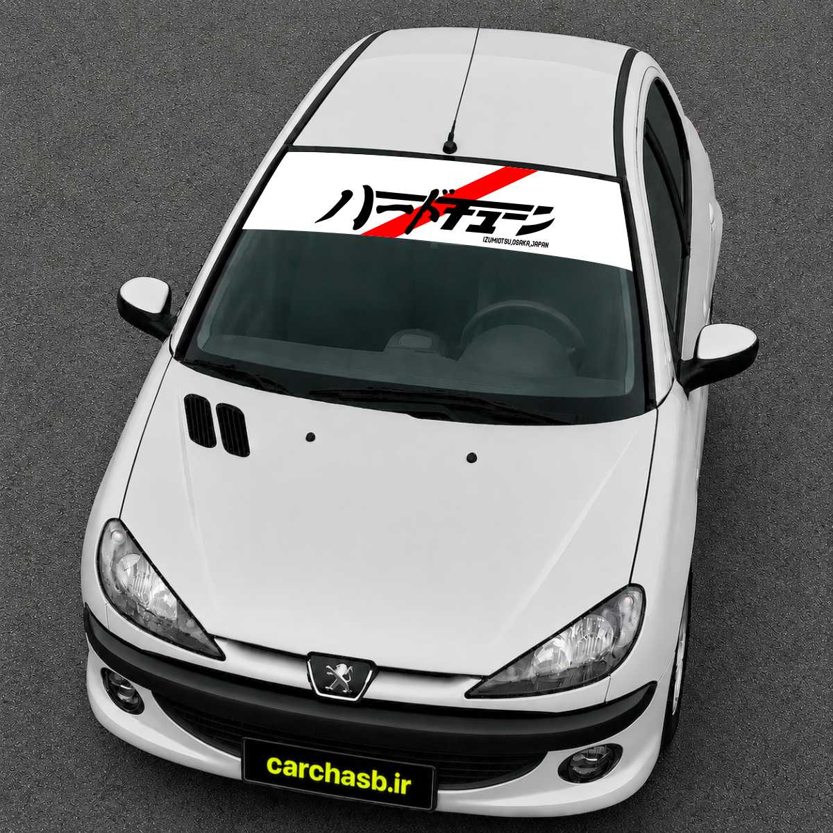 برچسب آفتابگیر(ویندشیلد) شیشه جلو خودرو مدل hard tuned japan فونت ژاپنی